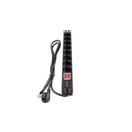 Regleta rack 19" 16A 8x tomas schuko con interruptor Lapara
