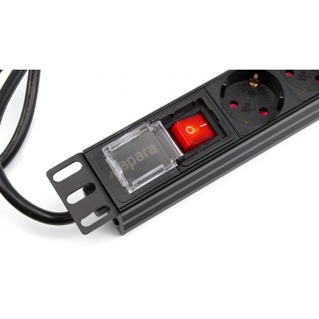 Regleta rack 19" 16A 8x tomas schuko con interruptor Lapara